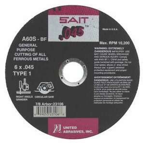 United Abrasives 23106 6x.045x7/8 A60S General Purpose Cut-off Wheels 50 pack