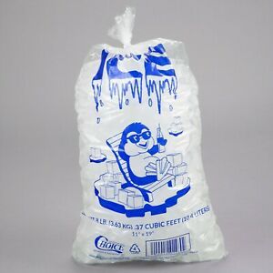 3000 Case 8 lb Commercial Clear Wicketed Ice Bag Ice Print with Twist ties