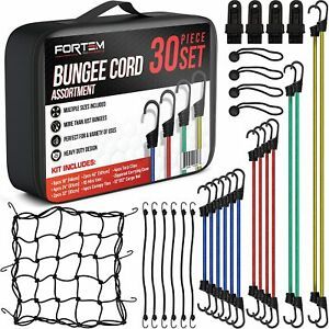 Bungee Cords with Hooks, 30pc Set, Canopy Ties,Tarp Clips &amp; Ball Bungees,Plastis