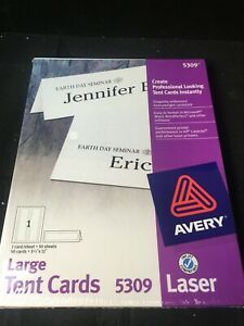 Avery 5309 Large Tent Cards Embossed 3 1/2&#034; x 11&#034; Laser Ink Jet White 50 Cards
