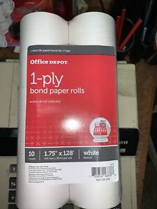 10 Pack Office Depot 1-Ply Paper Rolls, 1 3/4&#034; x 128 White 109-044