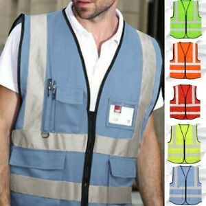 New Safety Jacket Hi Vis Viz Reflective Work Visibility Vest Waistcoat 3 Color