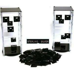 2 Revolving Rotating Jewelry Display Stands with 200 1 1/2&#034; Earring Cards