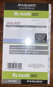 At-A-Glance My Month 2022 Refill (Size 3) 3.75 x 6.75 (063-685Y)