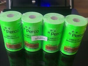 Perco Fluorescent Green Pricing Labels For Monarch 1131 Lot Of 4