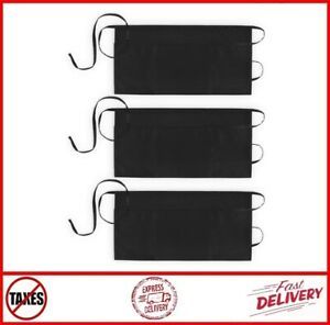 Waist Aprons 3 Pockets Waitress Server Waiter Apron for Women Men Black 3 Pack
