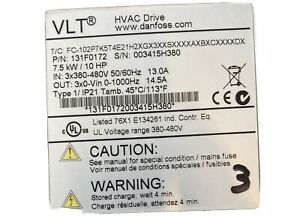 Danfoss VLT 131FO172 Drive, 7.5kw/ 10hp, 3x380-480 Volt, USED Working Order