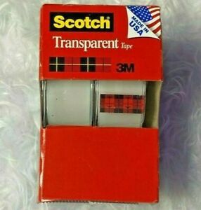 2pc 3M Scotch Tape Clear Office Transparent 3/4&#034; 250&#034; w/ Desktop Dispenser Lot