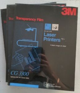 3 boxes Vintage 3M Transparency Film for Laser Printers 50 Sheets 8.5x11 CG3300