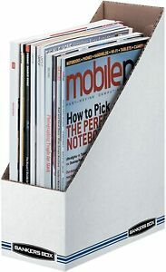 Bankers Box 10723 Corrugated Cardboard Magazine File, 4 x 9 One Pack, White