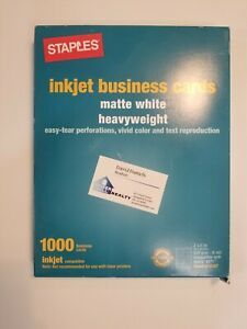 Staples Inkjet Business Cards 2&#034; x 3 1/2&#034; Matte White #610387-OPEN BOX