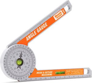 Mecurate Miter Saw Protractor, Inch/Metric Miter Protractor with Bobble Level, M
