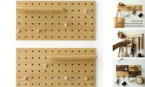 Wooden Pegboard Wall Control Modular Display Organization Storage Wall oak