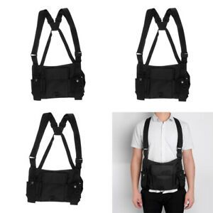 3x Radios Pocket Radio Chest Harness Chest Front Pack Pouch Holster Vest Rig
