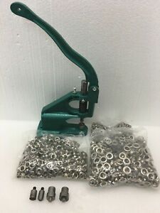 3 Die Hand Press Grommet Hole Punch Machine #0#2#4 1500Pcs Grommets &amp; Eyelet Set