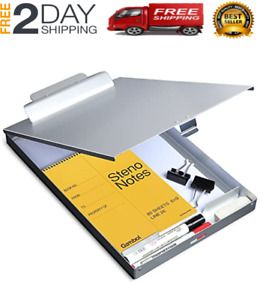 Metal Clipboard with Storage, Letter Size Form Holder Portfolio Aluminum Metal