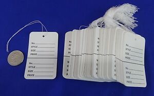 1000 White Strung Garment Merchandise Price Tags Large