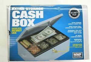 MMF Extra Storage Cash Box 221618201 Security Key Lock Money Drawer Gray
