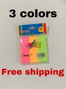 Jinxin Sticky Notes Bright Colors 1&#034; x 3&#034; 100 sheets per pad 3 pads in one pack