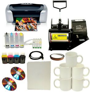 Mug Cup Heat Press Photo Printer Sublimation Ink CISS Kit,Transfer Paper Bundle