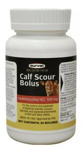 1 Bottle Calf Scour Boluses 25 Count Beef Dairy Cattle Bolus. New