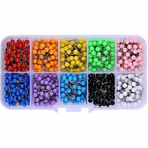 600 PCS Multi-color Push Pins Map tacks 1/8 inch Round head with Stainless