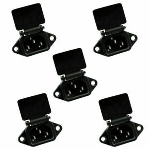 5xIEC320 C14 3 Pin Screw Mount Male Power Socket Cover 10A 250V For Boat AC-F7