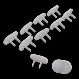 Home Plastic Anti Dust 2 Terminal Flat Outlet Socket Cover White 10pcs