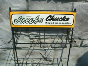 ORIGINAL VINTAGE GENUINE JACOBS DRILL CHUCKS METAL WIRE DISPLAY STAND USA MADE