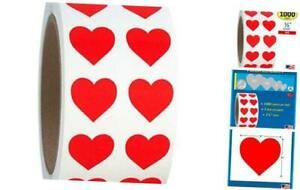Heart Shaped Sticker Labels, 1/2&#034; Diameter, 1000 per Roll.5 .5&#034; (1000 Pack) Red