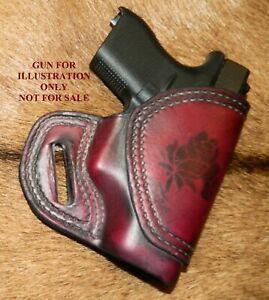 Gary C&#039;s  Leather Avenger OWB HOLSTER fits Glock G42, canted, air brushed rose
