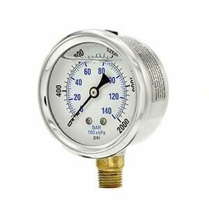 PIC Gauges PRO-201L-254O 0-2000 PSI Pressure Gauge 2 1/2&#034; Dial 1/4&#034; Male NPT ...