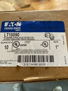 NEW CROUSE HINDS LT10090G LIQUIDTIGHT CONNECTOR 1&#034; 90 DEGREES Box Of 10
