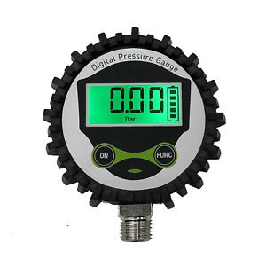 Digital Gas Pressure Gauge with 1/4 NPT Bottom Connector and Rubber Protector