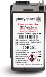 793-5 Genuine Pitney Bowes Red Ink Cartridge 35 ml for DM100, DM200 and SendPro
