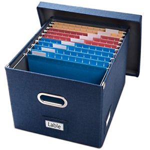 Prandom File Organizer Box - Set of 1 Collapsible Decorative Linen Filing File
