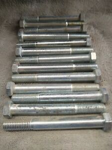 (12) Hex Head 1/2-13 x 4-1/2 Grade 5 Bolts Zinc Plated Cap Screws US made.
