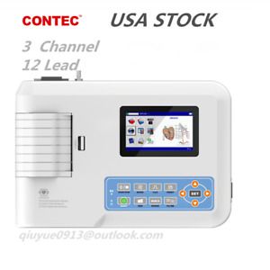 CONTEC ECG300G 3 Channel 12 Leads ECG/EKG Machine+USB+PC Software,Cardiograph US
