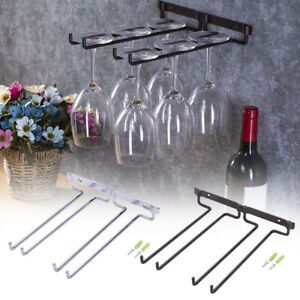 Wine Rack Supplies Hanging Stemware Under Cabinet Home Useful Double Row Metal
