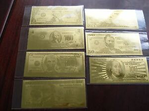u$d fake gold 7 bills bank note collection ornament novelty money USA craft