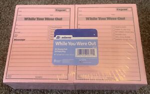 Adams &#034;While You Were Out&#034; 4 x 5&#034; Pink Message Pads 50 Sheets 24-Pk. BRAND NEW