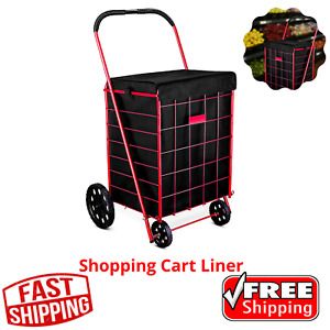 Shopping Cart Liner Square Bottom Fits Snugly Adjustable Straps Waterproof Black