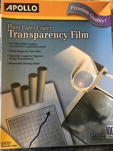 Apollo® Plain Paper B/W Laser Transparency Film w/Handling Strip, OPEN BOX! 52