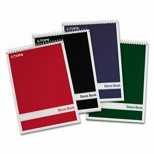 TOPS Steno Book with Assorted Colored Cover, 6 x 9, White Paper 4 80-Sheet 2 pk.
