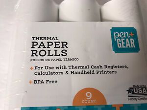 Pen+Gear Thermal Paper Rolls 9 Count -Calculators, Printers 2.25&#034; X 85ft  NEW