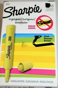 Sharpie Highlighters Tank Chisel Tip Flurescent Yellow Pens, 10 Count
