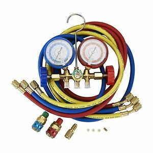 5FT AC Diagnostic Manifold Freon Gauge Set Fits For R134A R12, R22, R502, With