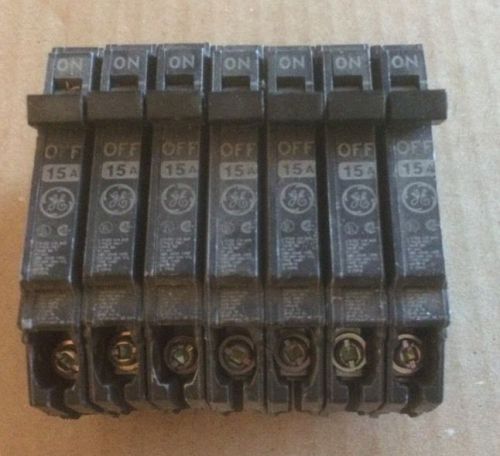 Lot of (7) ge 1 pole 15 amp circuit breaker thqp115 1/2 size for sale