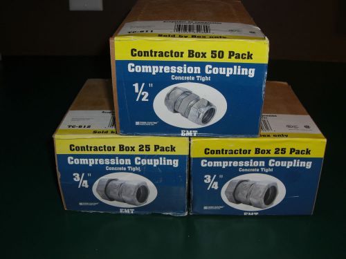 3 Boxes of  Compression Coupling  50pcs 1/2&#034; &amp; 43pcs  3/4&#034; -  NEW Concrete Tight