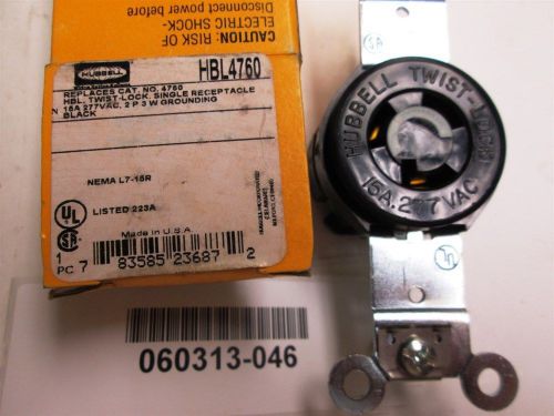 Lot of 10 hubbelll l7-15r receptacle 2p 3w 15a/277v hbl4760 black new old stock for sale